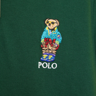 Ralph Laurn Ayıcık Nakışlı Yeşil Polo Yaka T-Shirt