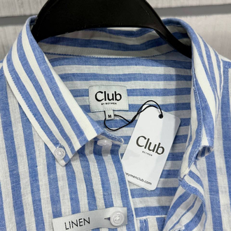 Bmn Club Mavi Çizgili Keten Gömlek