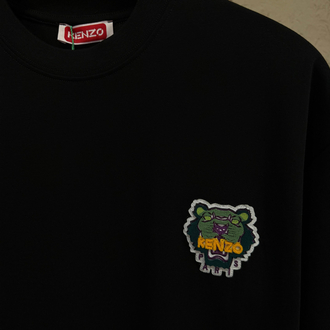 Kenzo Kadife Baskı Siyah T-Shirt