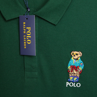 Ralph Laurn Ayıcık Nakışlı Yeşil Polo Yaka T-Shirt