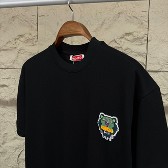 Kenzo Kadife Baskı Siyah T-Shirt