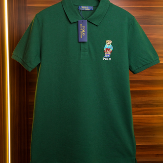 Ralph Laurn Ayıcık Nakışlı Yeşil Polo Yaka T-Shirt