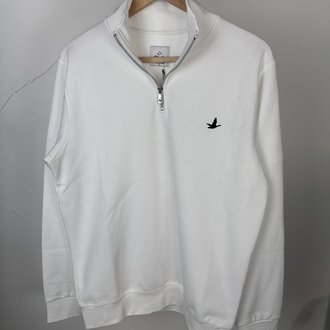 B. Marka beyaz yarım fermuar sweatshirt
