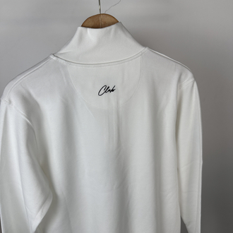 B. Marka beyaz yarım fermuar sweatshirt