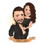 Çift Karikatürü -  Masa Çerçeveli