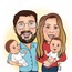 Aile Karikatürü - Duvar Çerçeveli