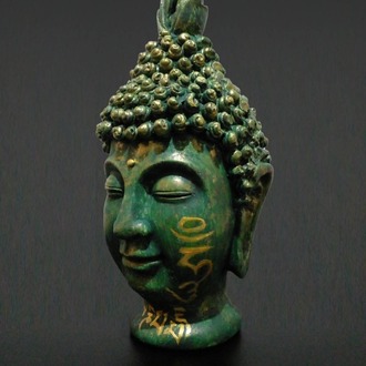 Om Mani Padme Hum Mantralı Buda Kafası Heykeli