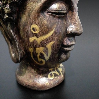 Om Mani Padme Hum Mantralı Buda Kafası Heykeli