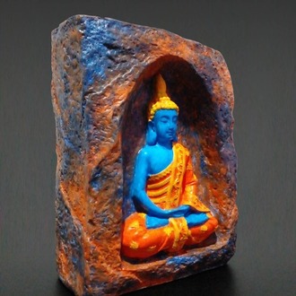 Mağara İçinde Meditasyon Yapan Buda Taş Tozu Mumluk