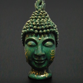 Om Mani Padme Hum Mantralı Buda Kafası Heykeli