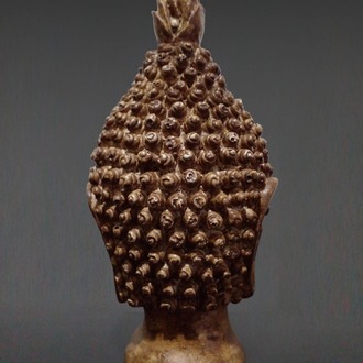 Kahverengi Dokulu Buda Başı Heykeli