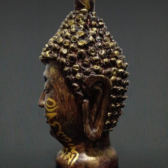 Om Mani Padme Hum Mantralı Buda Kafası Heykeli