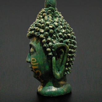 Om Mani Padme Hum Mantralı Buda Kafası Heykeli
