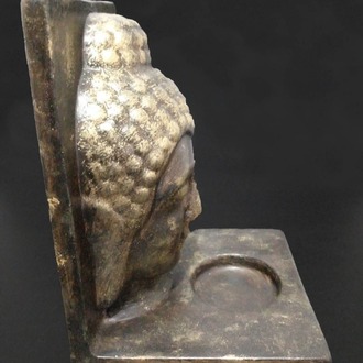 Kahverengi Üzerine Altın Eskitme Buda Tealight Mumluk