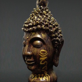 Om Mani Padme Hum Mantralı Buda Kafası Heykeli