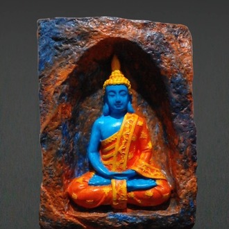 Mağara İçinde Meditasyon Yapan Buda Taş Tozu Mumluk