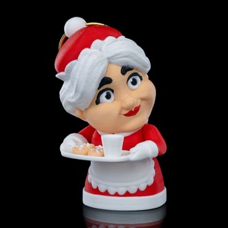 3D Baskı Mrs. Claus (Noel Anne) Yılbaşı Süsü | El Yapımı Klasik Noel Figürü