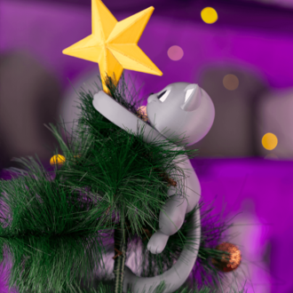 3D Kedi Ağaç Tepesi Süsü — Meowy Christmas ⭐