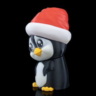 3D Baskı Penguen Yılbaşı Süsü | El Yapımı Noel Şapkalı Figür