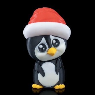 3D Baskı Penguen Yılbaşı Süsü | El Yapımı Noel Şapkalı Figür