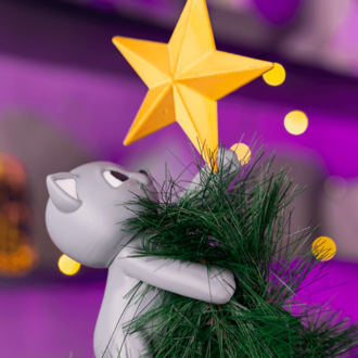 3D Kedi Ağaç Tepesi Süsü — Meowy Christmas ⭐