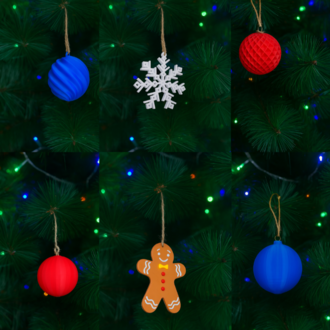 16 Parça Yılbaşı Premium Christmas Koleksiyonu El Yapımı 3D Baskı Süs Seti