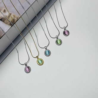 Opal taşlı çelik kolye * 