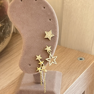 Üçlü yıldızlı küpe