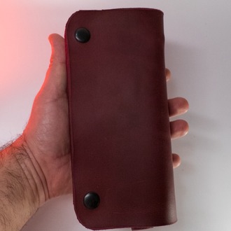 El Yapımı Deri Telefon Cüzdanı – Bitkisel Tabaklanmış Deri, Çıtçıt Kapamalı 