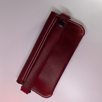 El Yapımı Deri Telefon Cüzdanı – Bitkisel Tabaklanmış Deri, Çıtçıt Kapamalı 