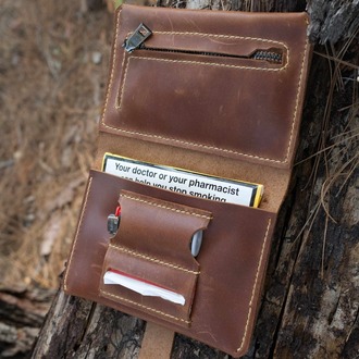 El Yapımı Deri Tütün ve EDC Düzenleyici – Kamp, Bushcraft ve EDC İçin Rulo Deri Çanta