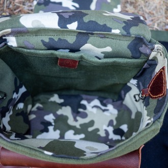 El Yapımı Mumlu Kanvas ve Yağlı Deri Bushcraft Çantası | Outdoor & EDC Omuz Çanta