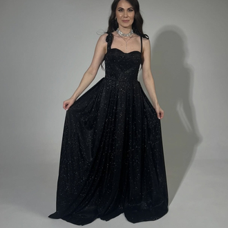Bella Simli Shine Siyah Korse Elbise