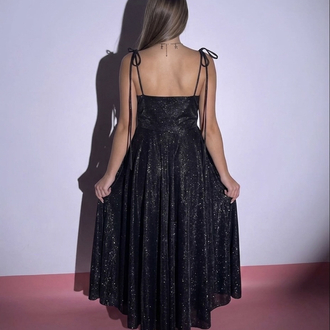 Lolita Siyah Simli Midi Elbise