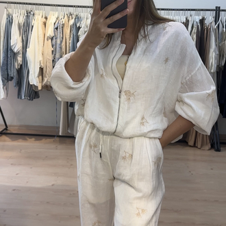 Keten nakışlı pantolon