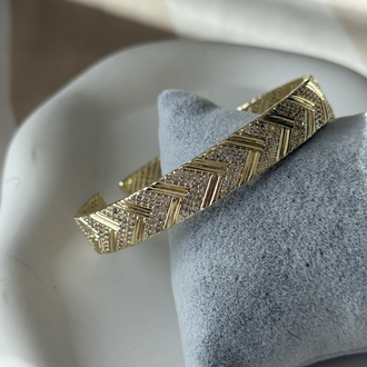 Zikzak desenli gold kelepçe bileklik