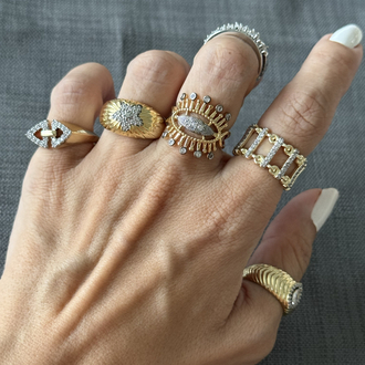 Taşlı güneş model göz gold yüzük