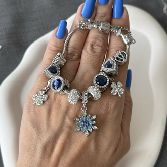 Gece mavisi charm detaylı yılan bileklik