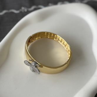 Taşlı arı gold kelepçe bileklik