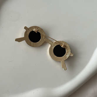 Gözlük gold metal broş