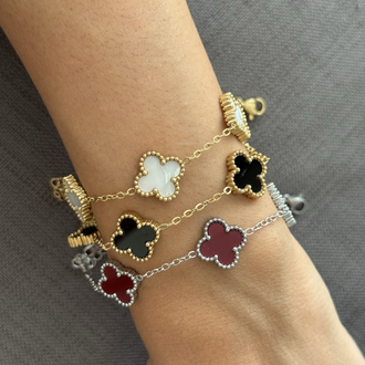 Siyah yonca model gold çelik bileklik