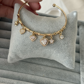 Işıltılı kalp charm şans bilekliği