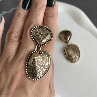 Antik gold istiridye küpe