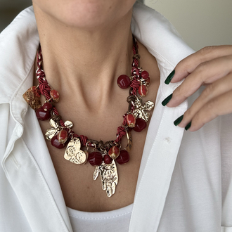 Zr model bordo choker kolye