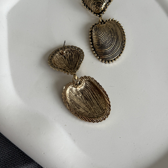 Antik gold istiridye küpe