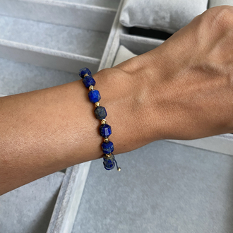 Lapis Lazuli Doğaltaş bileklik küp kesim