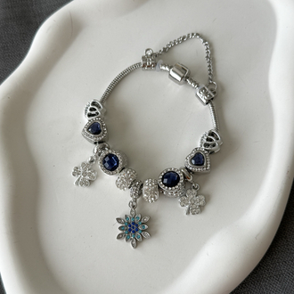 Gece mavisi charm detaylı yılan bileklik