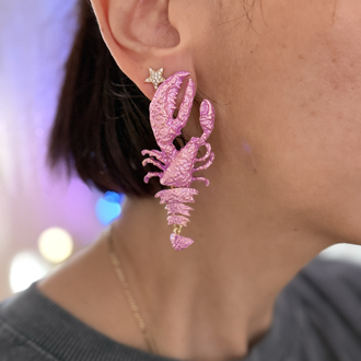 Mat Sedefli pembe istakoz küpe