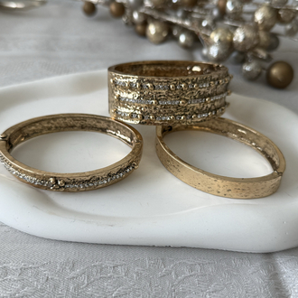 Textured vintage taşlı bileklik seti