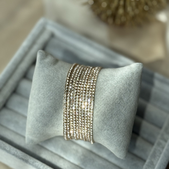 Gold parlak taşlı 10 sıra bileklik